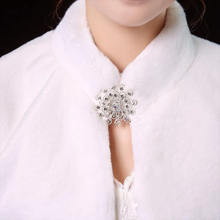 Faux Fur Bridal Wrap Wedding Coat with Long Sleeves