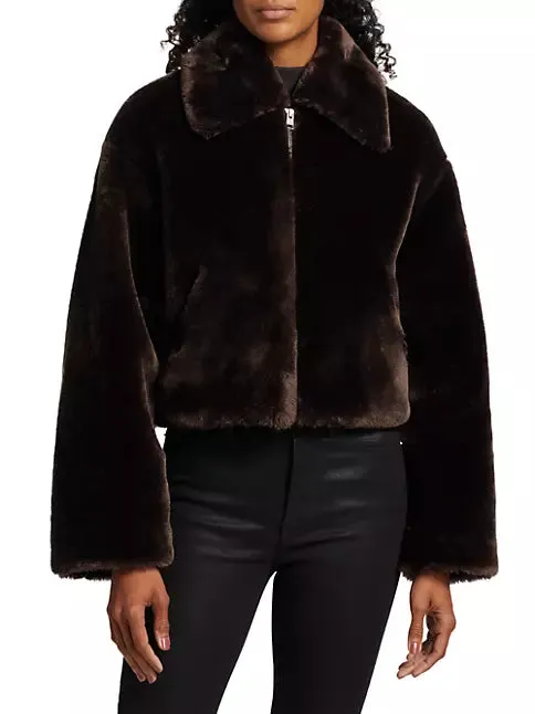 Faux Fur Zip Up Jacket