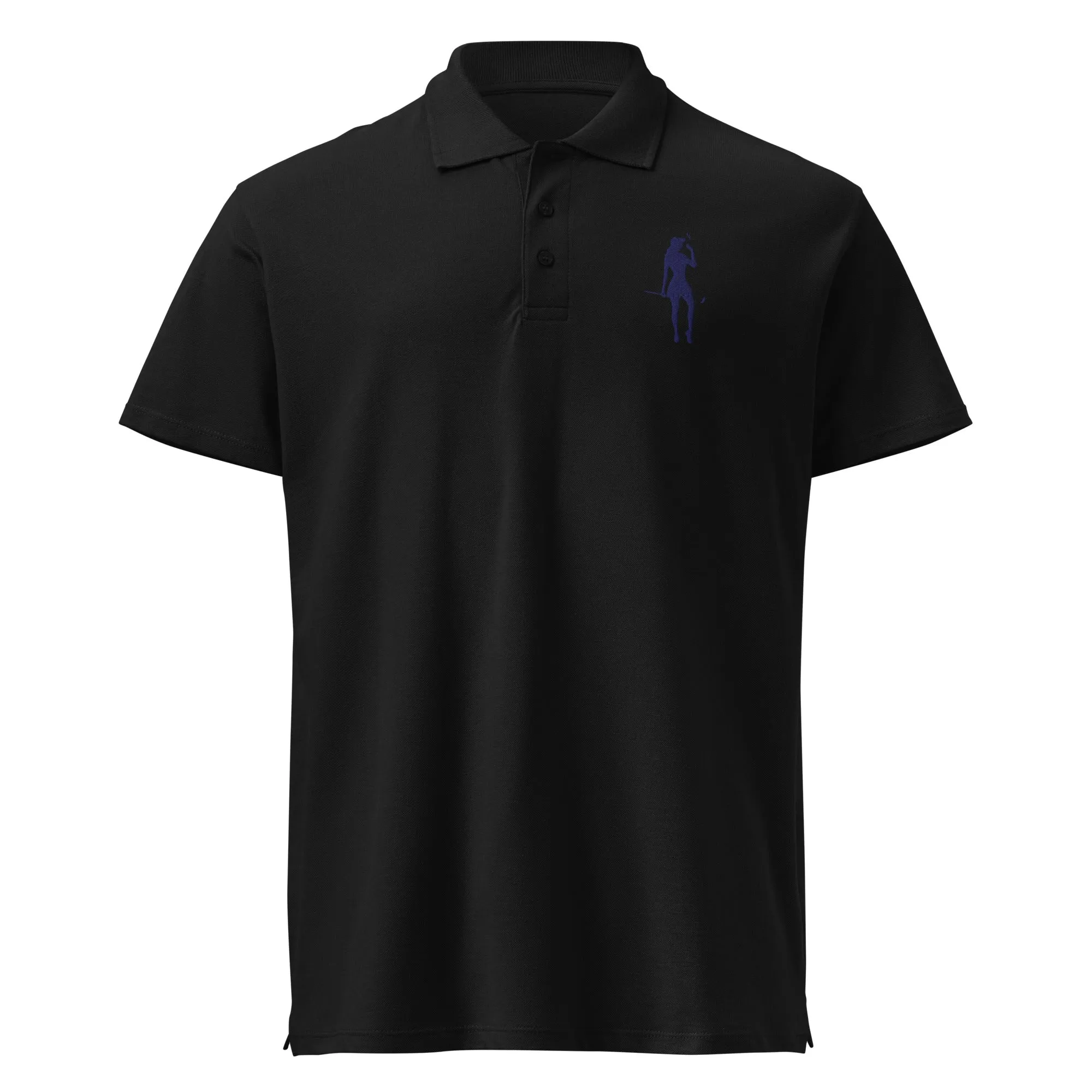Female Golfer Premium Pique Embroidered Polo Shirt - Navy Blue