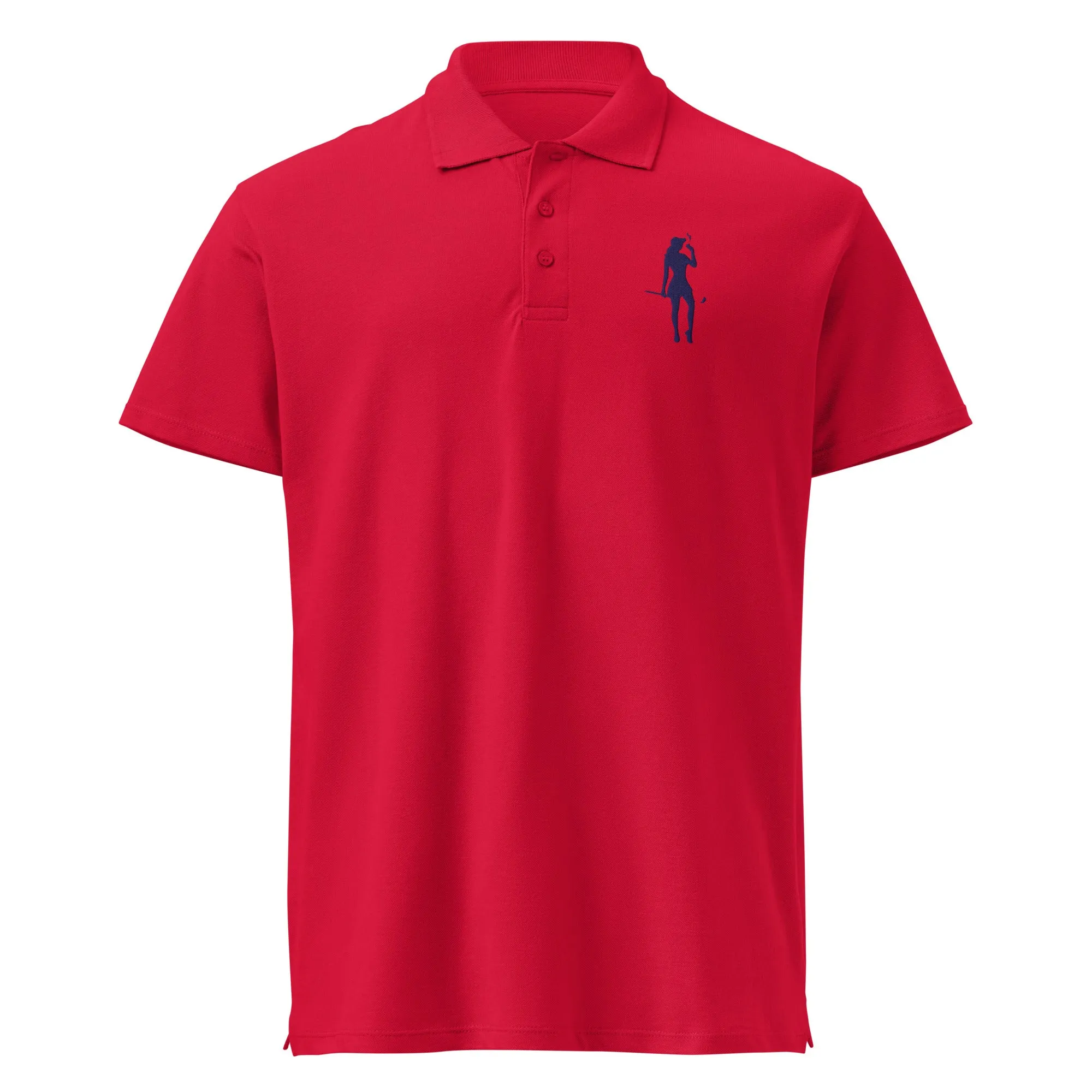 Female Golfer Premium Pique Embroidered Polo Shirt - Navy Blue