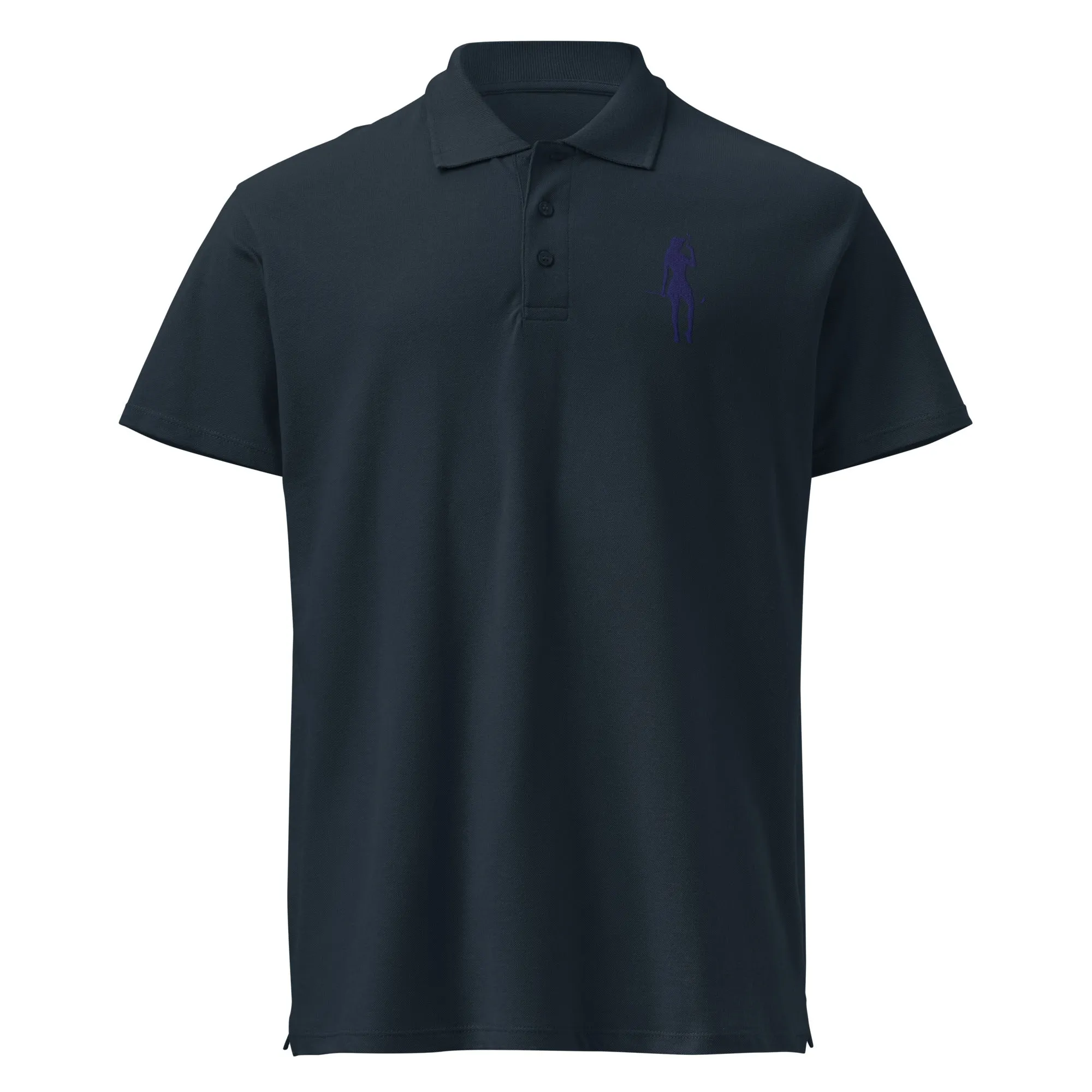 Female Golfer Premium Pique Embroidered Polo Shirt - Navy Blue