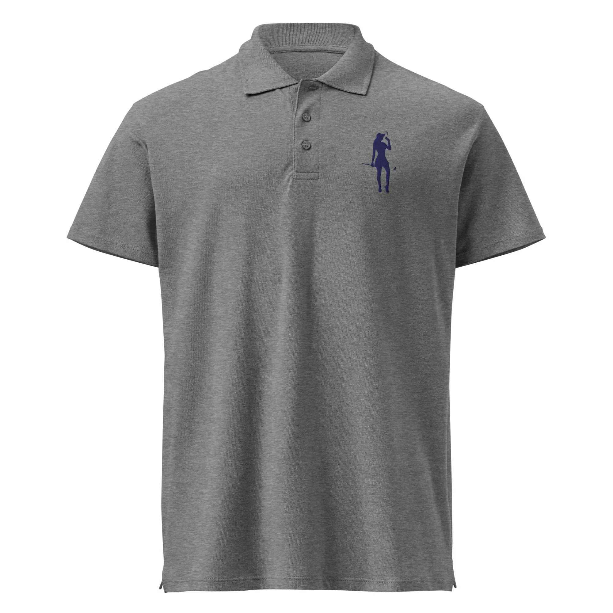 Female Golfer Premium Pique Embroidered Polo Shirt - Navy Blue