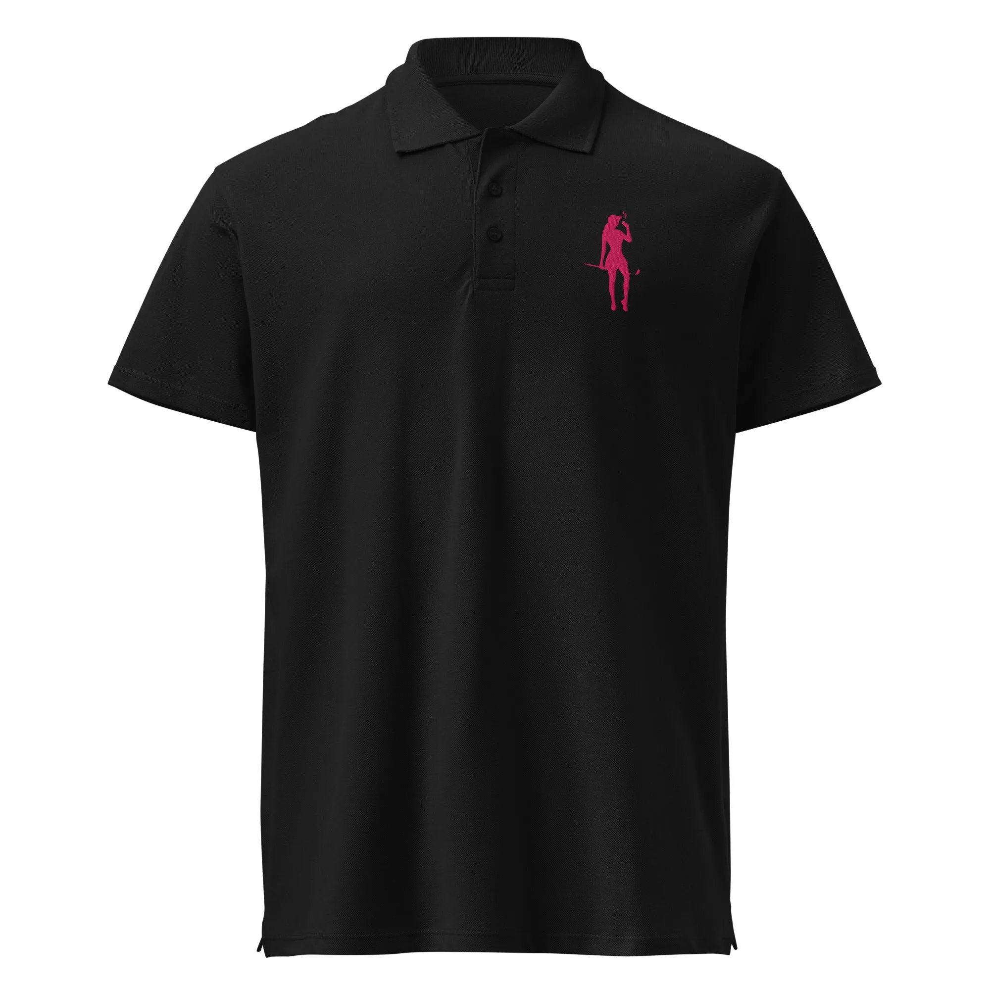 Female Golfer Premium Pique Embroidered Polo Shirt - Pink