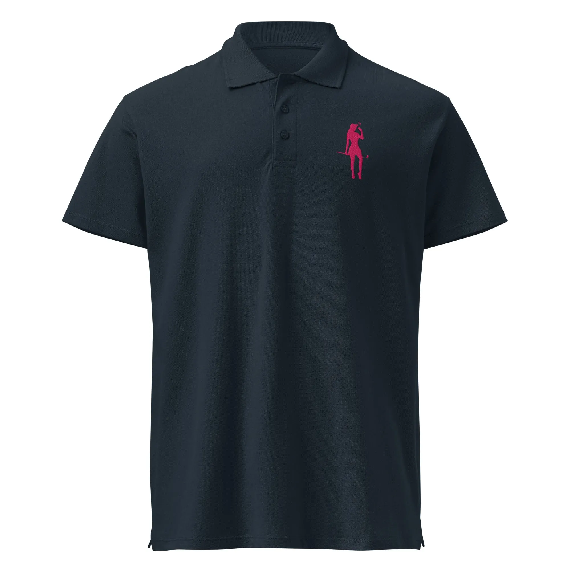 Female Golfer Premium Pique Embroidered Polo Shirt - Pink