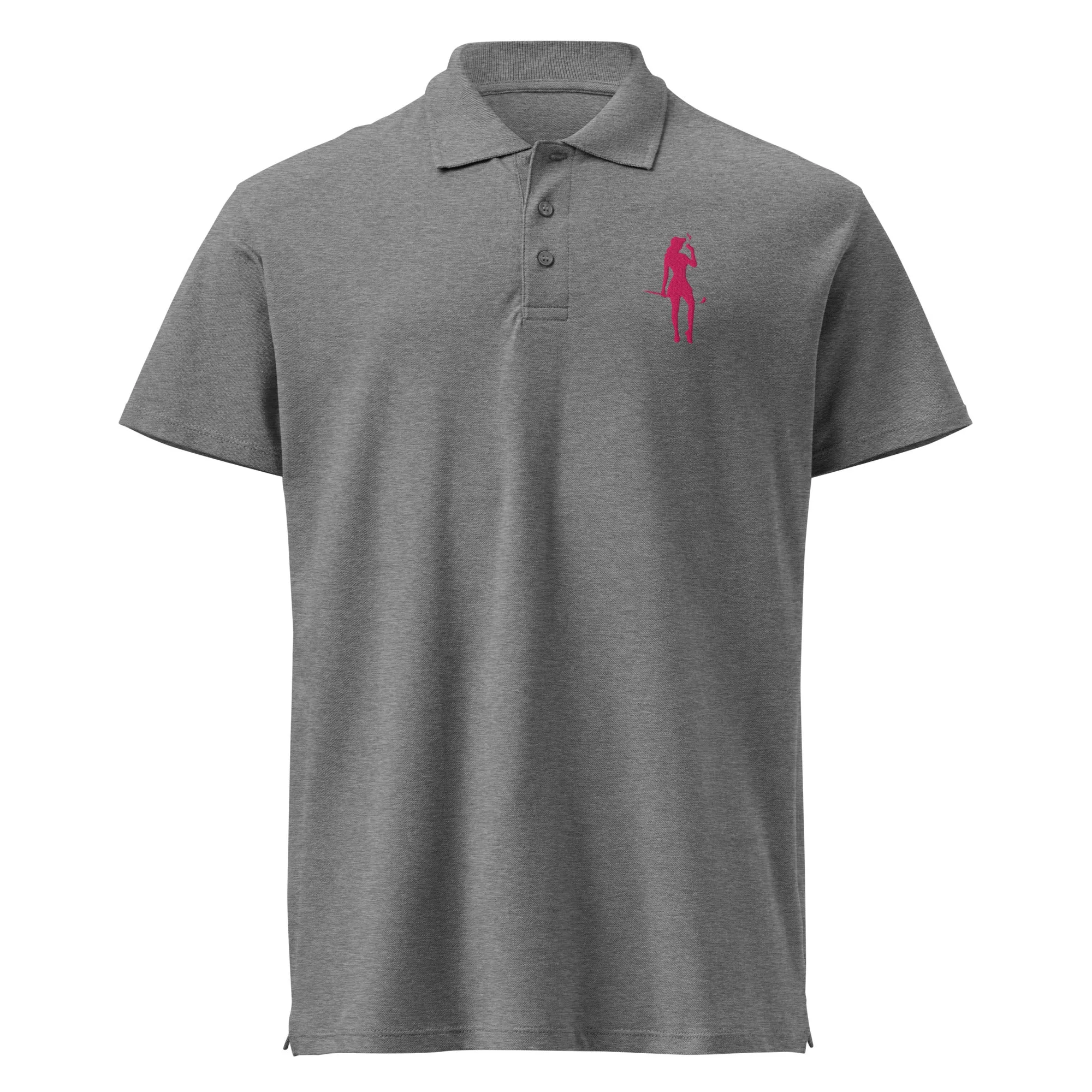 Female Golfer Premium Pique Embroidered Polo Shirt - Pink