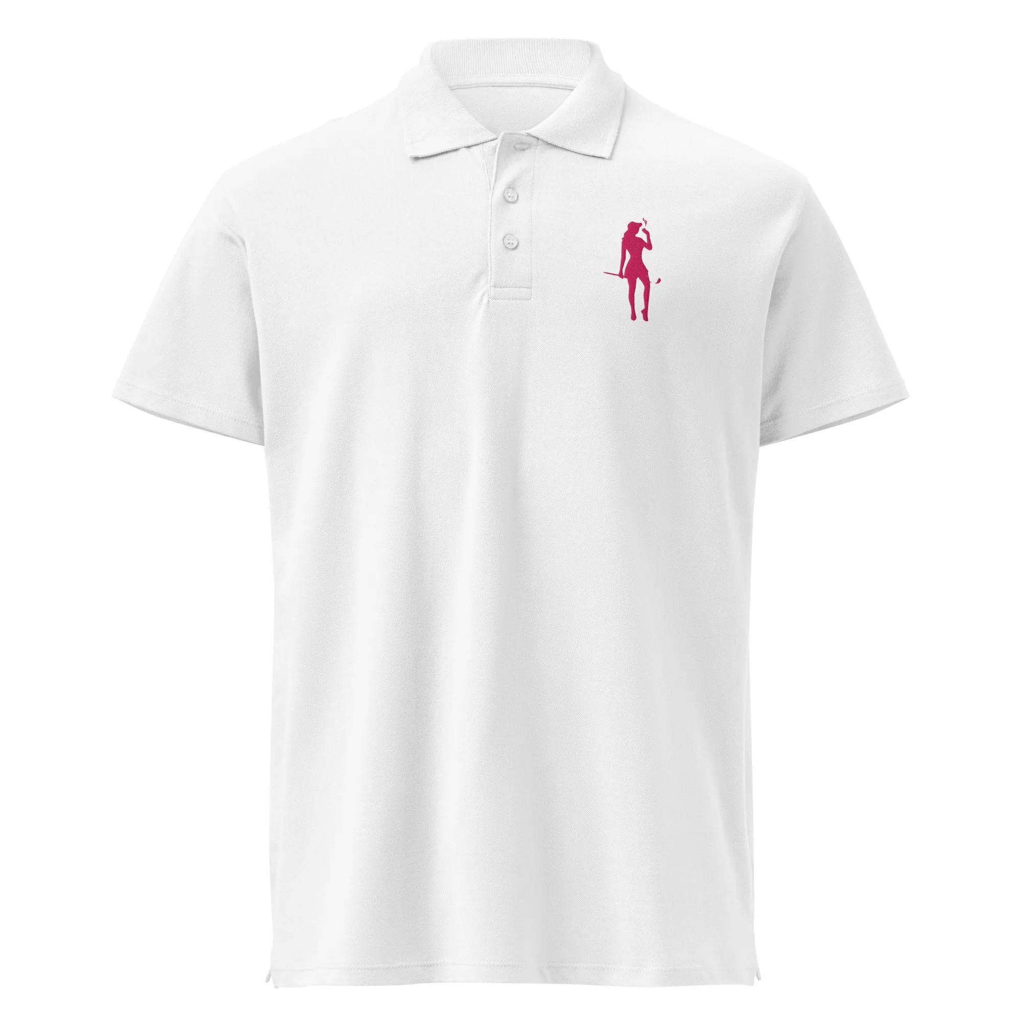 Female Golfer Premium Pique Embroidered Polo Shirt - Pink