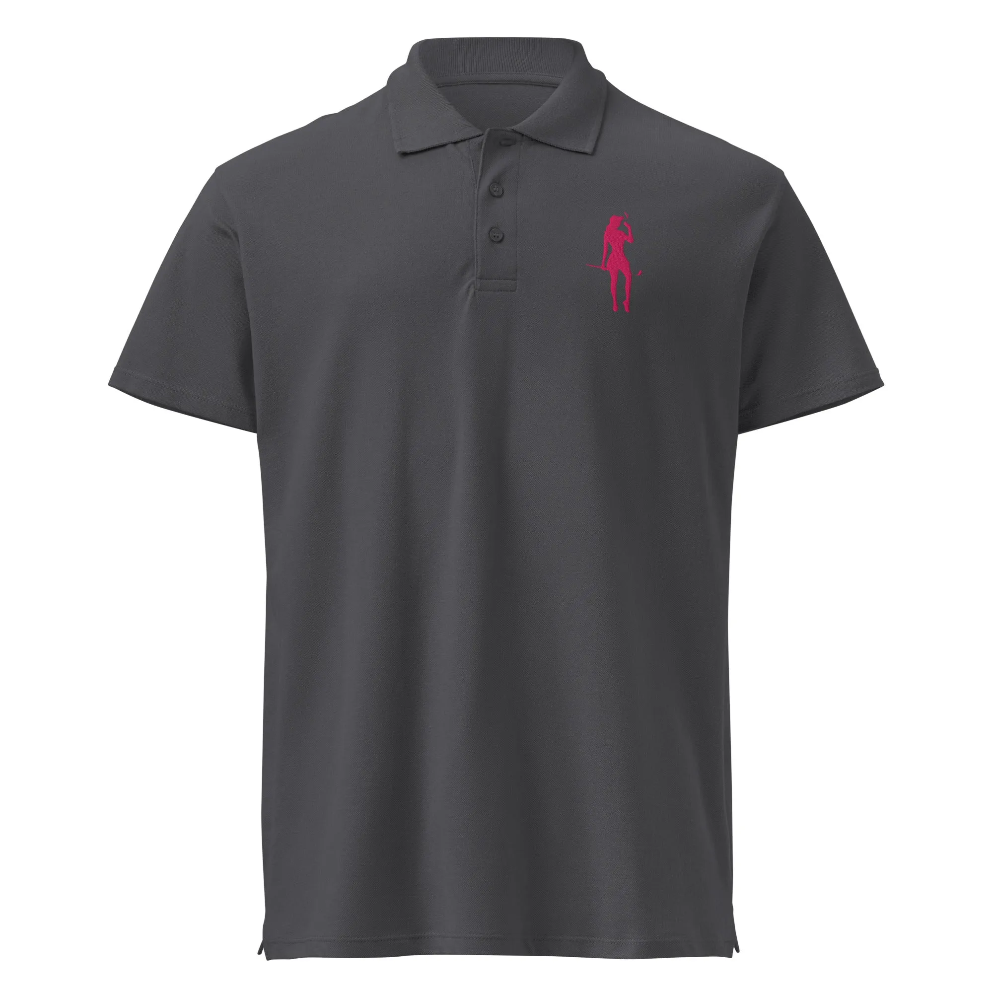 Female Golfer Premium Pique Embroidered Polo Shirt - Pink