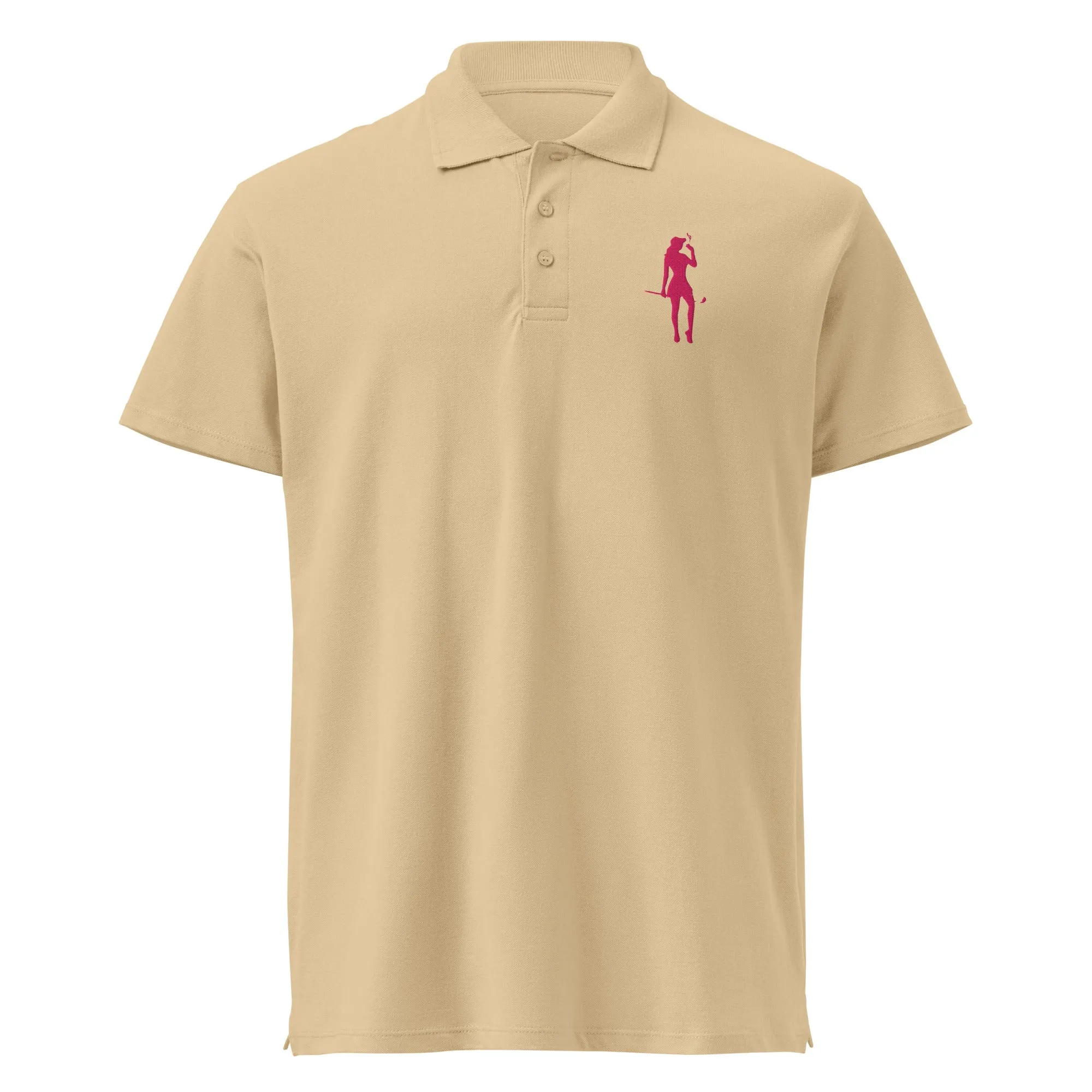 Female Golfer Premium Pique Embroidered Polo Shirt - Pink