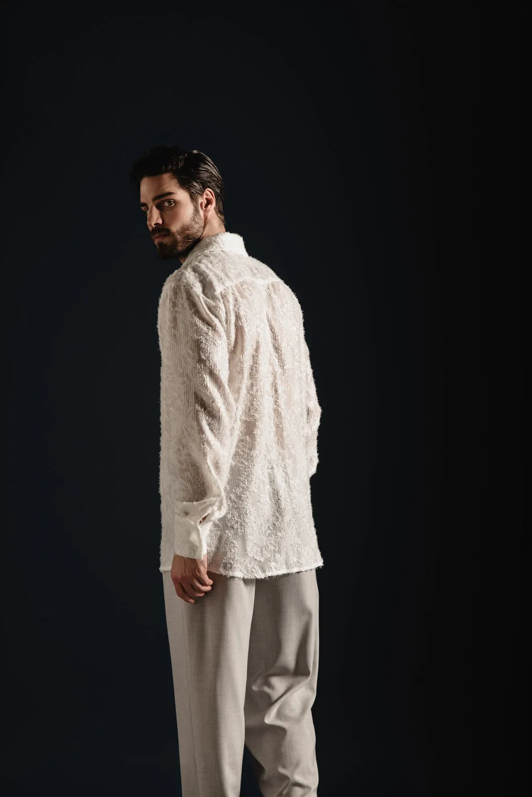 Fete Sequined Shirt White