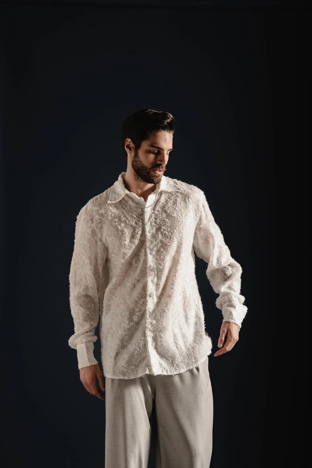 Fete Sequined Shirt White