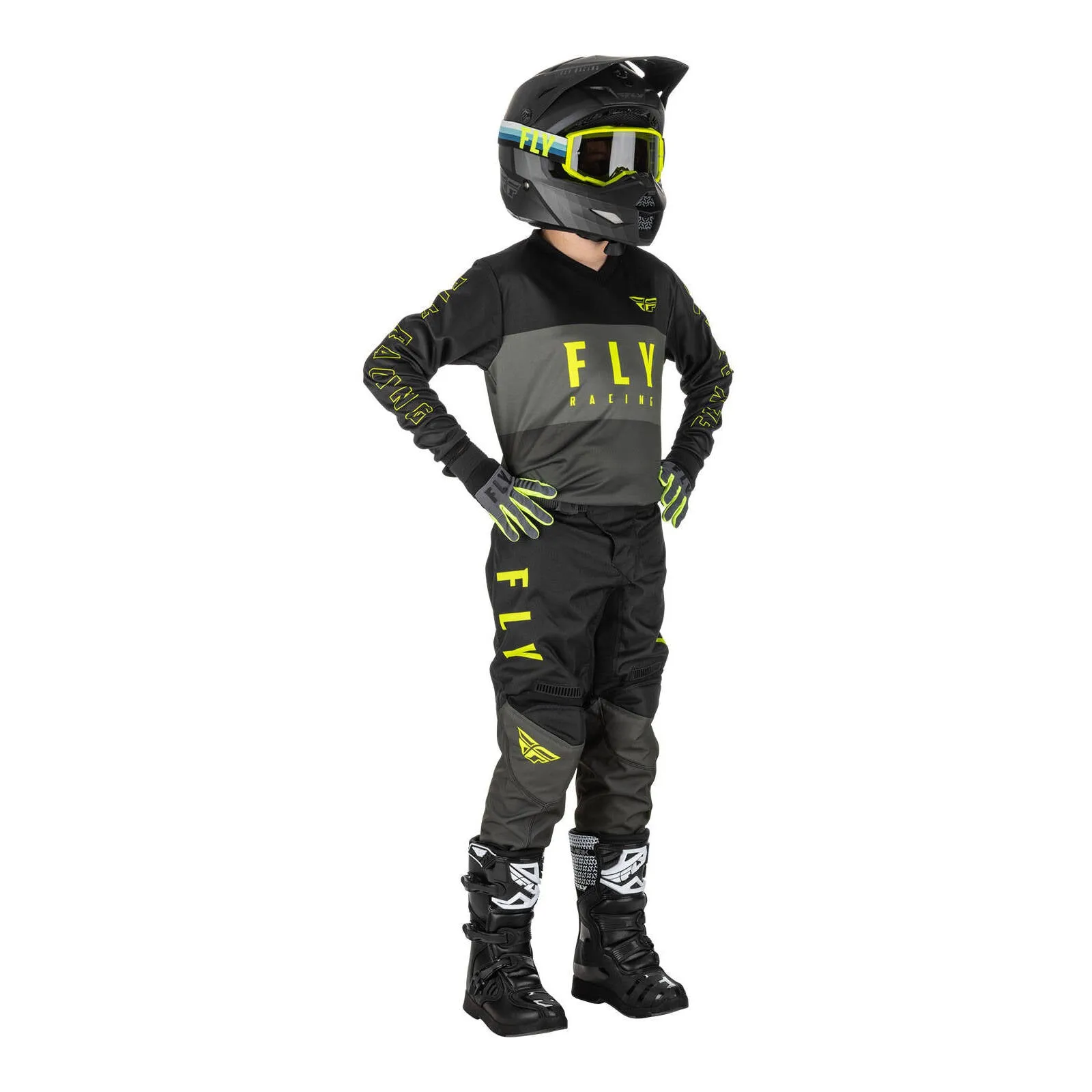 Fly Racing 2022 F-16 Youth Pant - Grey / Black / Hivis