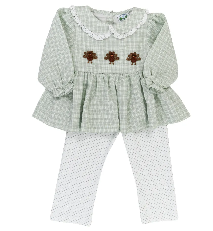 FrenchKnot Trio Turkeys Girls Pants Set