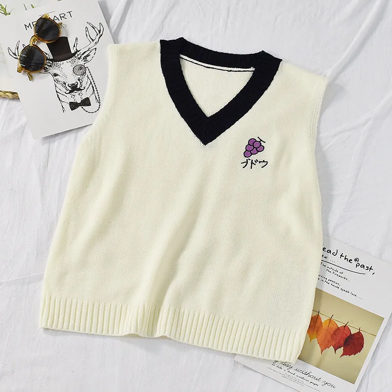 Fruit Japanese embroidery sweater vest