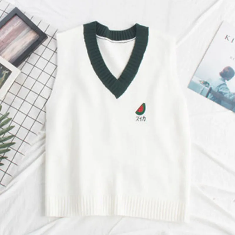 Fruit Japanese embroidery sweater vest