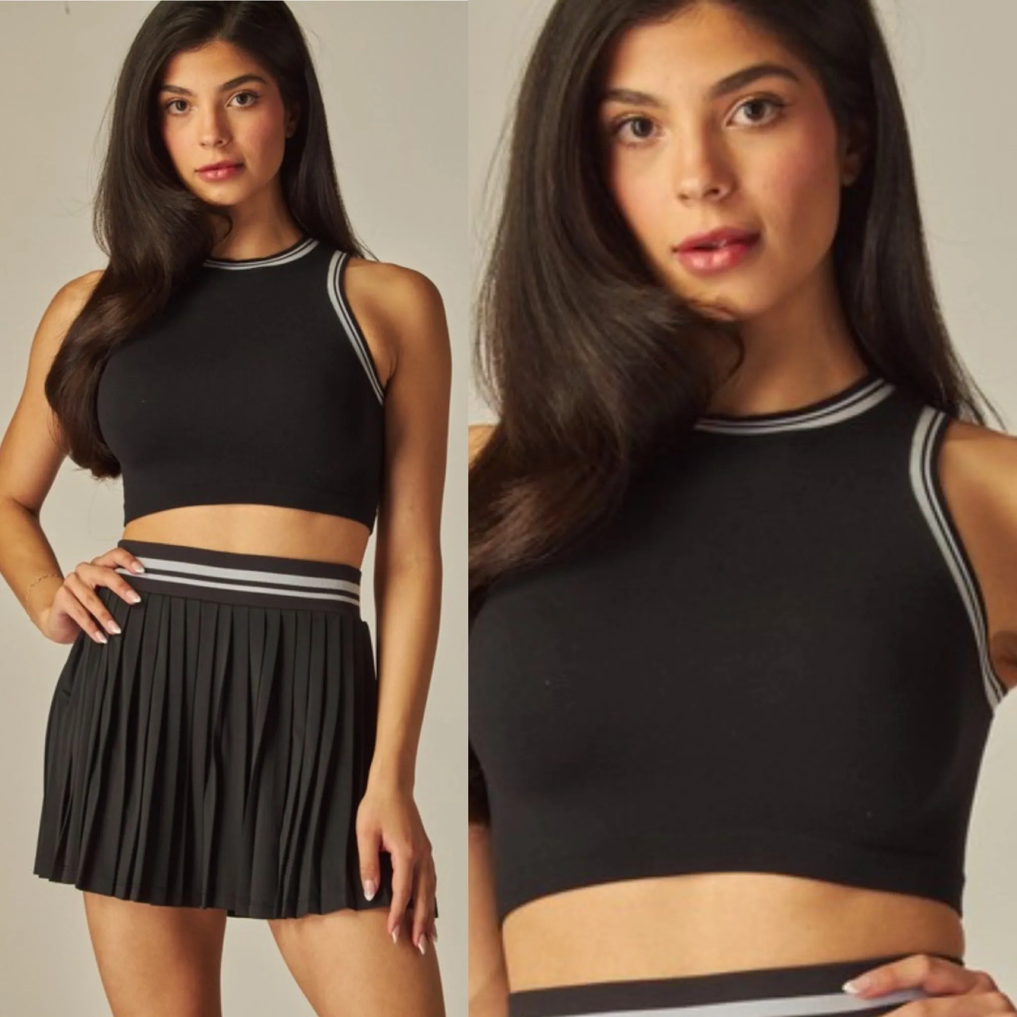Full Court Crop Tank - Black