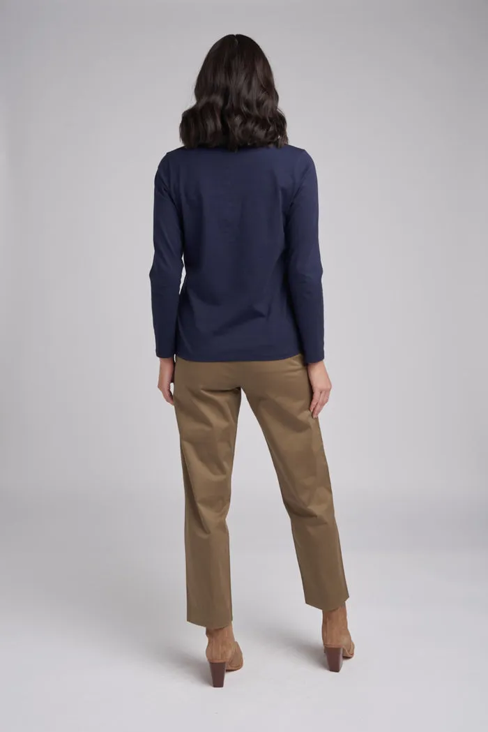 Goondiwindi Cotton Frill Collar Plain Long Sleeve Top - 2 Colours