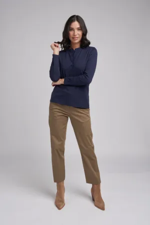 Goondiwindi Cotton Frill Collar Plain Long Sleeve Top - 2 Colours
