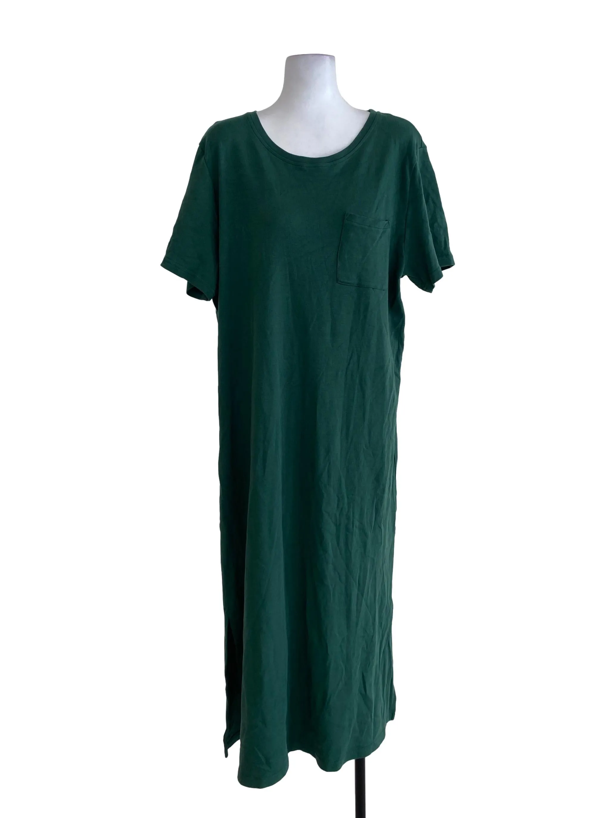Green Plain Tee Dress