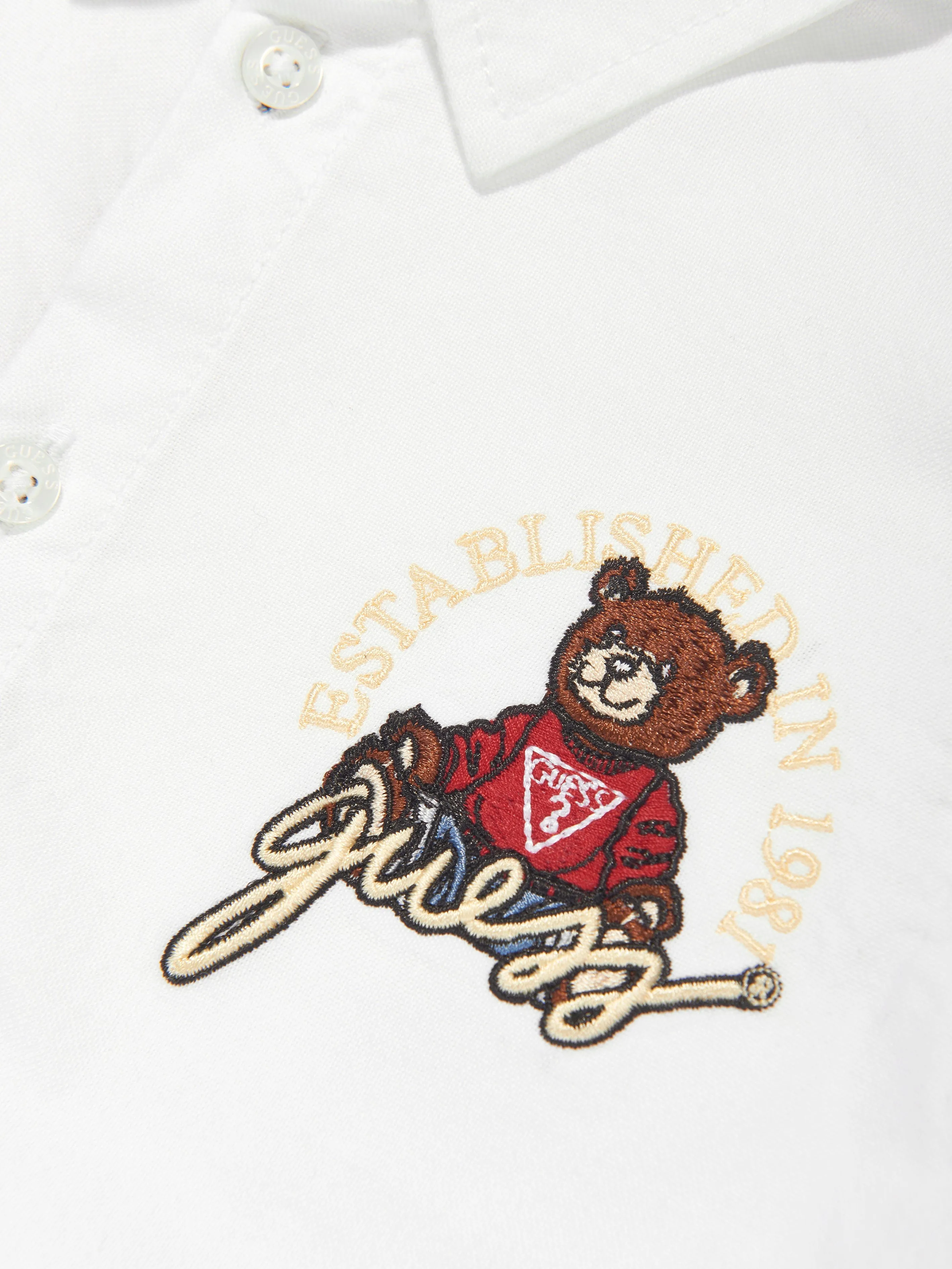 Guess Boys Long Sleeve Oxford Shirt in White