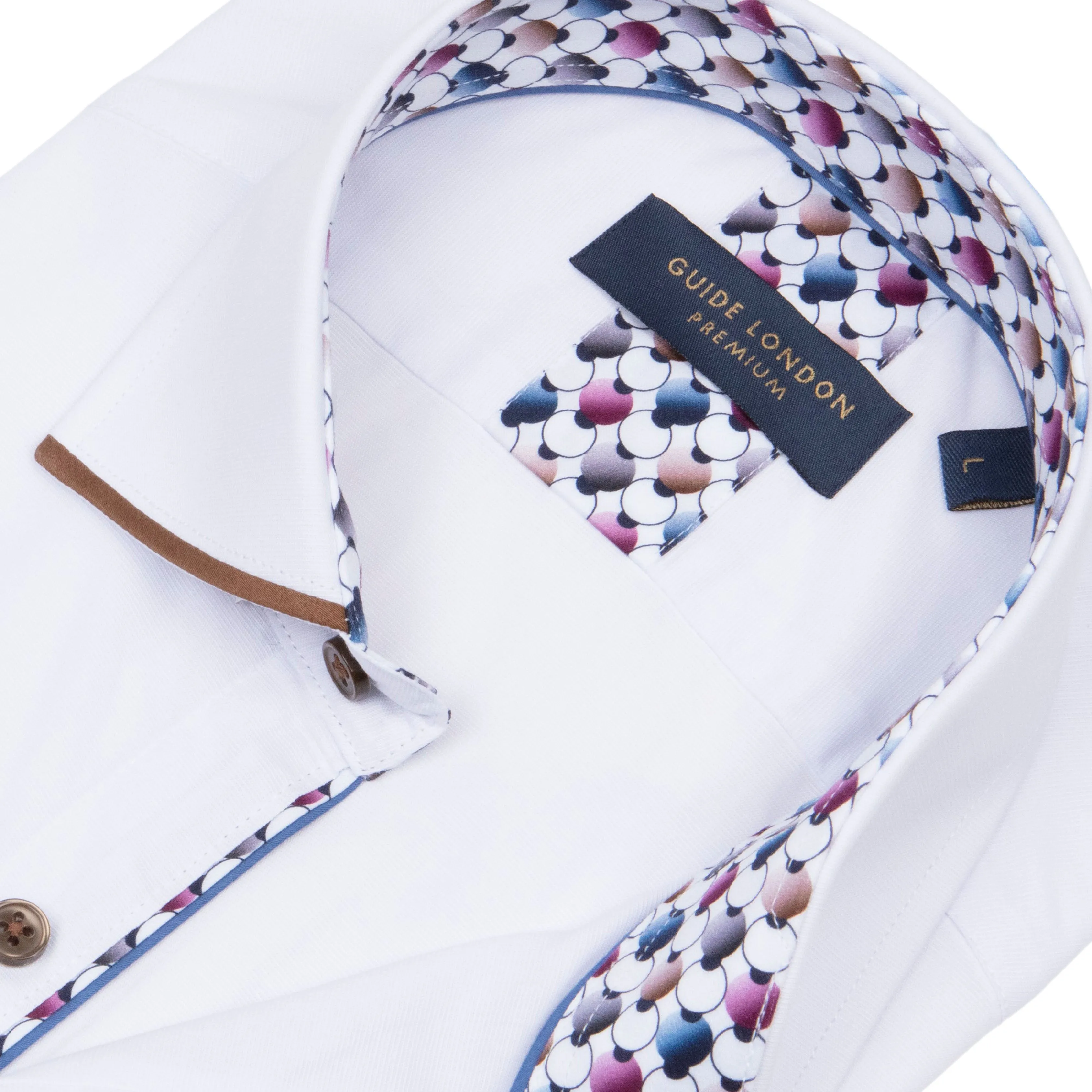 Guide London LS77006 Tipped Shirt White/Tan