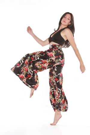 Happy Pants -tie wrap palazzo pants -Black