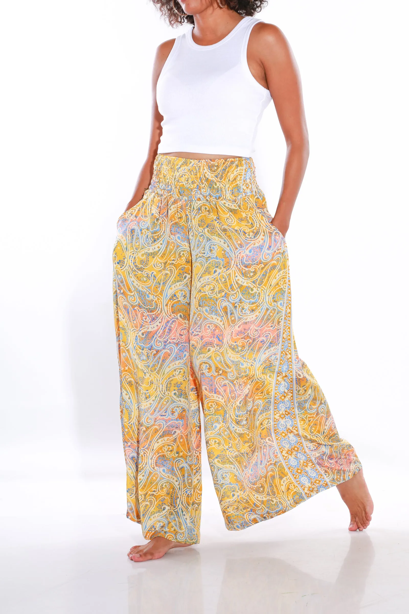 Happy Pants wide leg Boho palazzo pants - tuscany