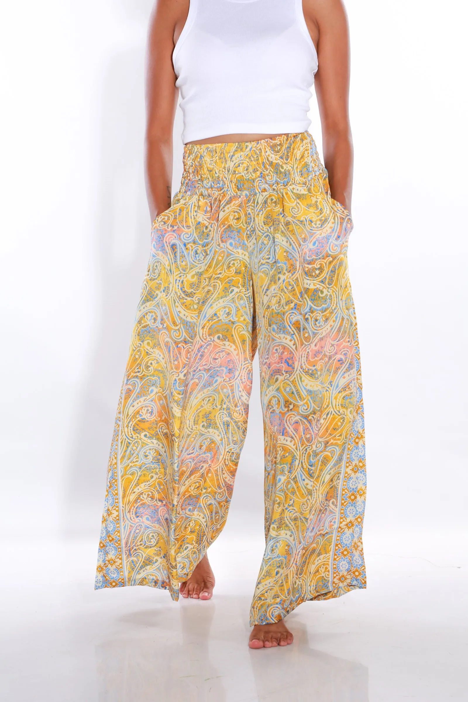 Happy Pants wide leg Boho palazzo pants - tuscany
