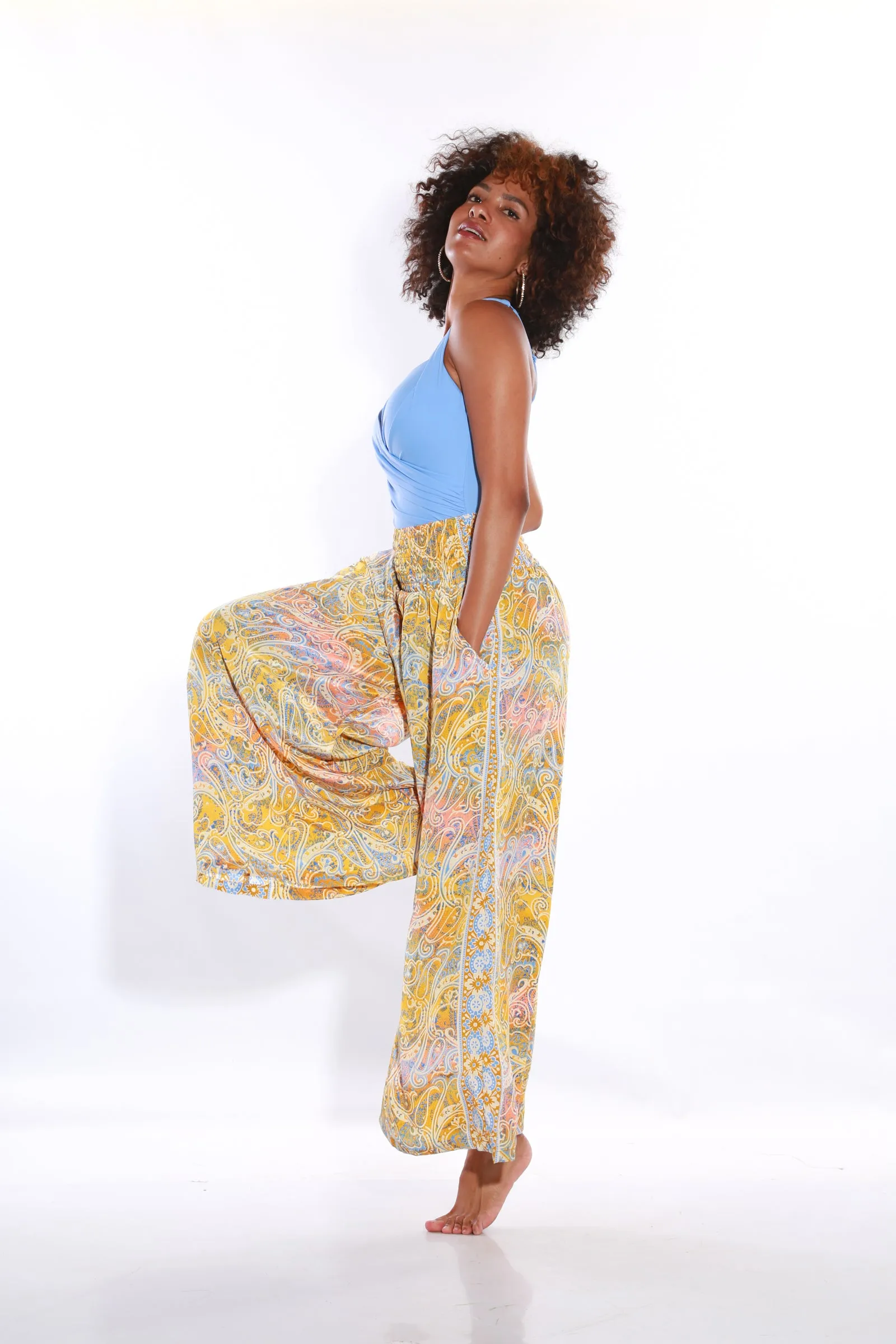Happy Pants wide leg Boho palazzo pants - tuscany