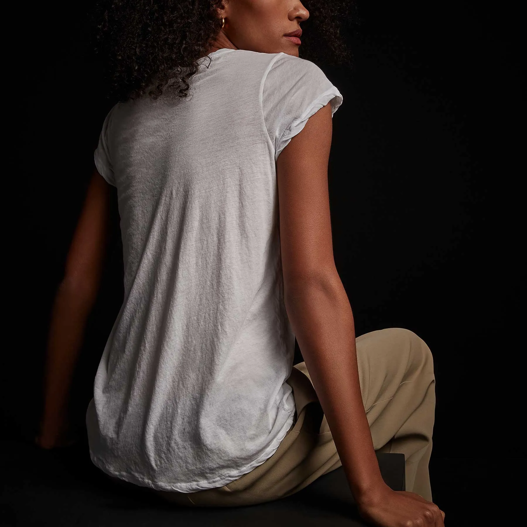 High Gauge Deep V Tee - White