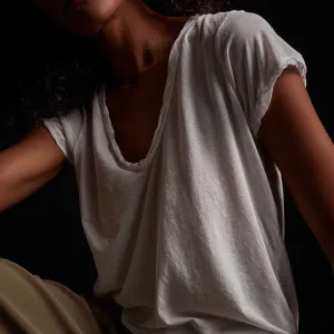 High Gauge Deep V Tee - White
