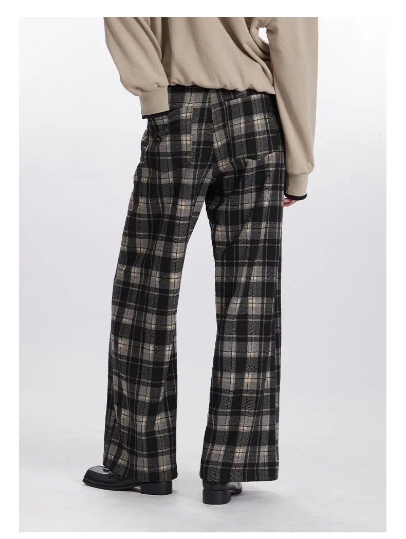 High-Waist Plaid Wide Leg Pants | Retro Streetwear Trousers