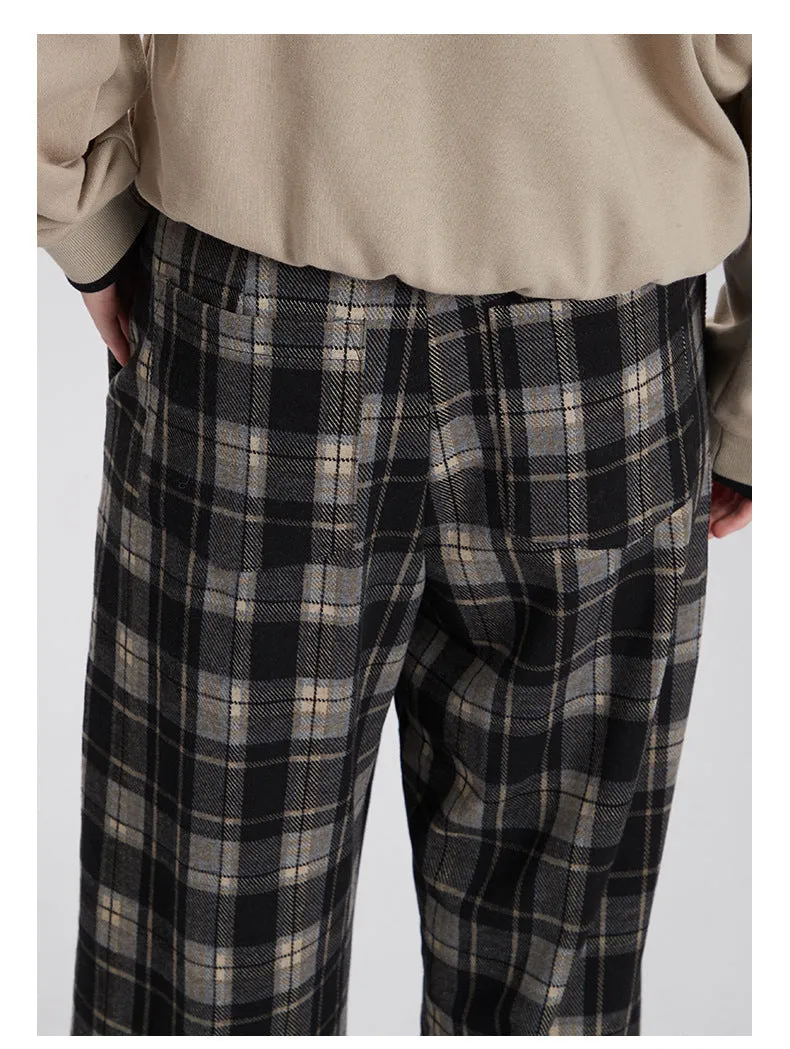 High-Waist Plaid Wide Leg Pants | Retro Streetwear Trousers
