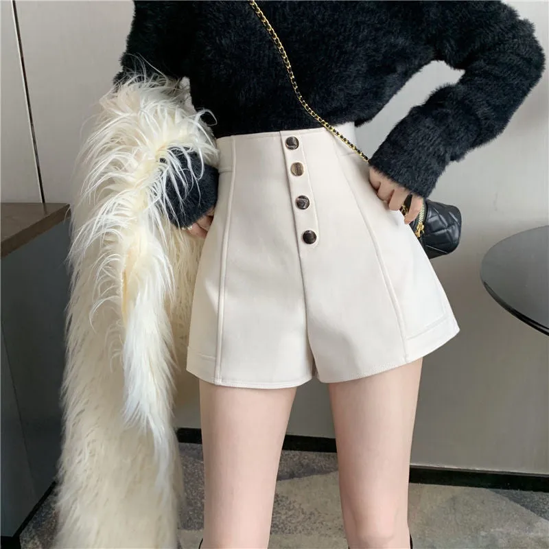 High Waist Solid Simple Office Shorts Pants