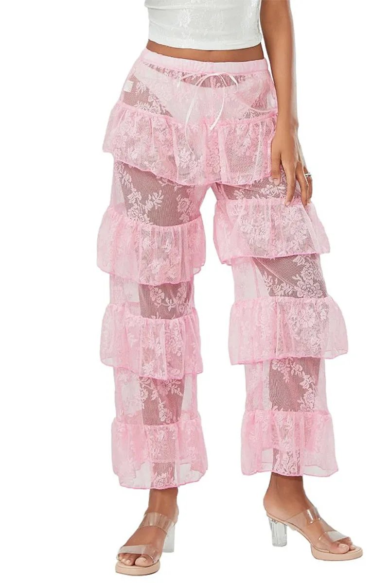 HPS1213 Tiered Ruffle Lace Pants