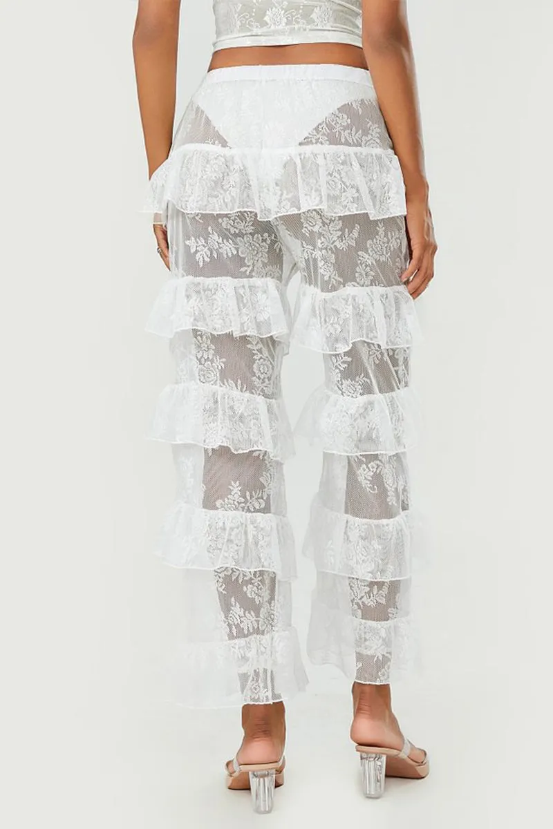 HPS1213 Tiered Ruffle Lace Pants