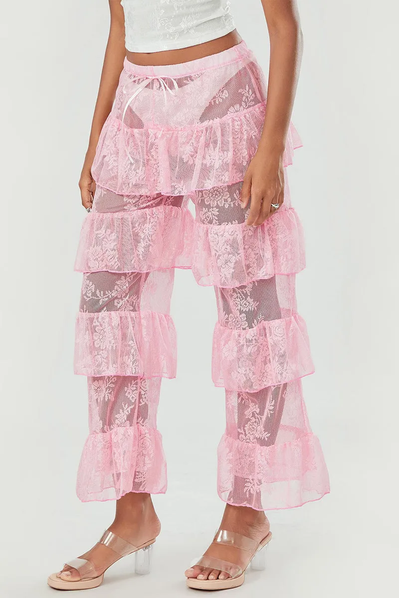 HPS1213 Tiered Ruffle Lace Pants