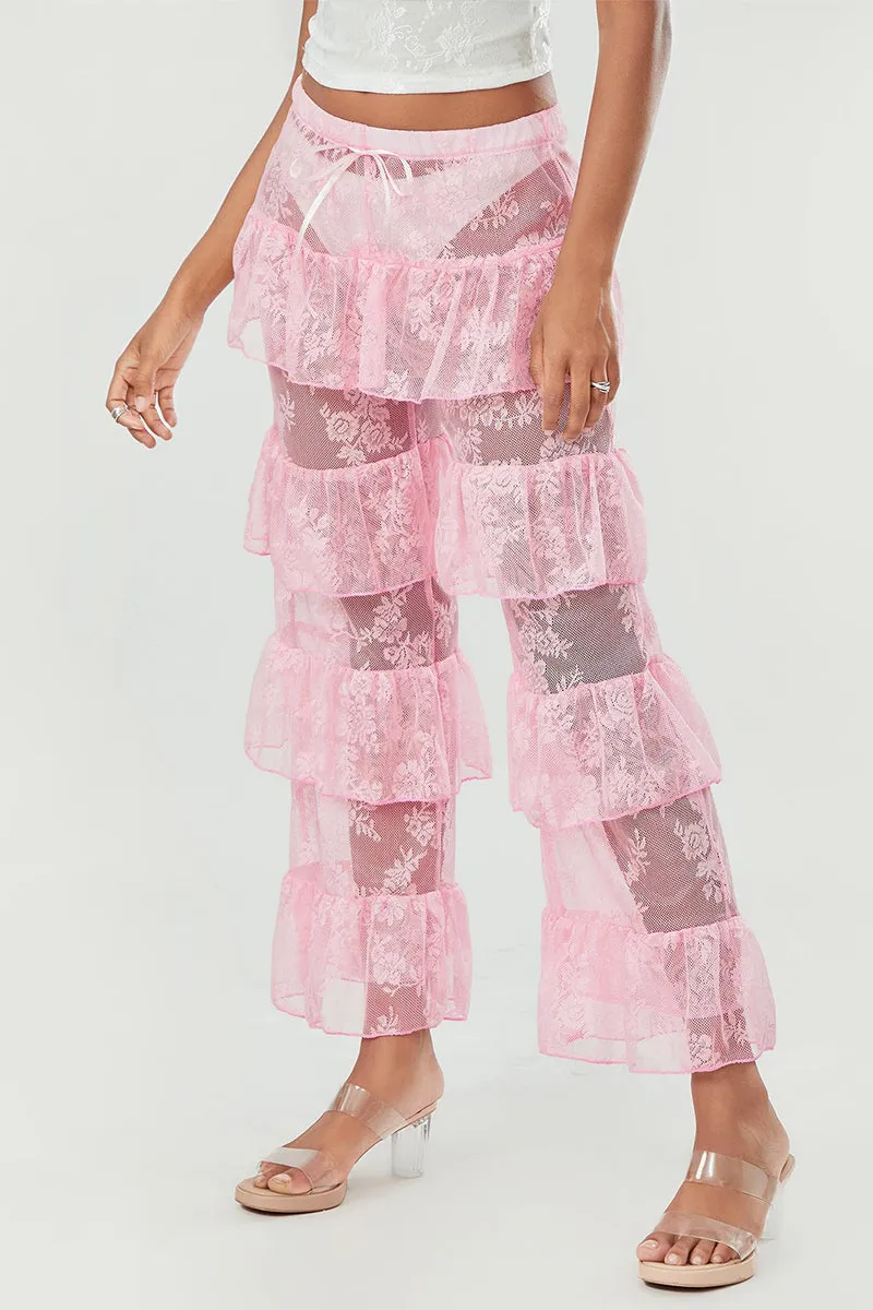 HPS1213 Tiered Ruffle Lace Pants
