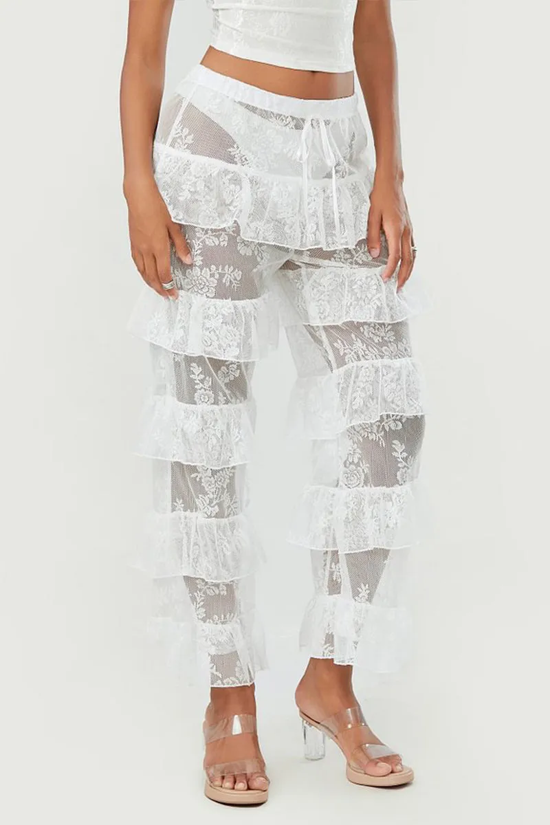 HPS1213 Tiered Ruffle Lace Pants