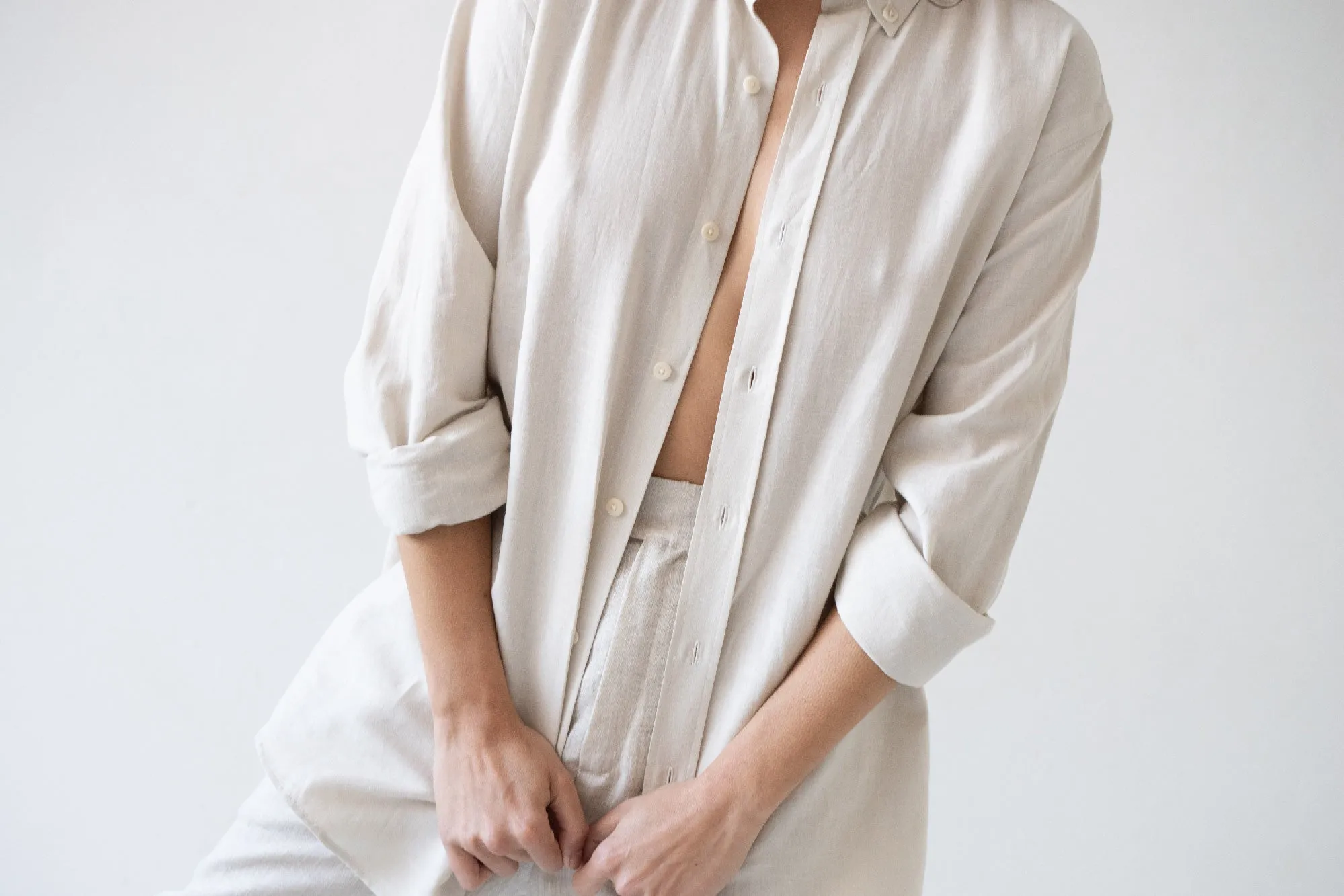 Hugo Unisex Linen Blend Shirt White