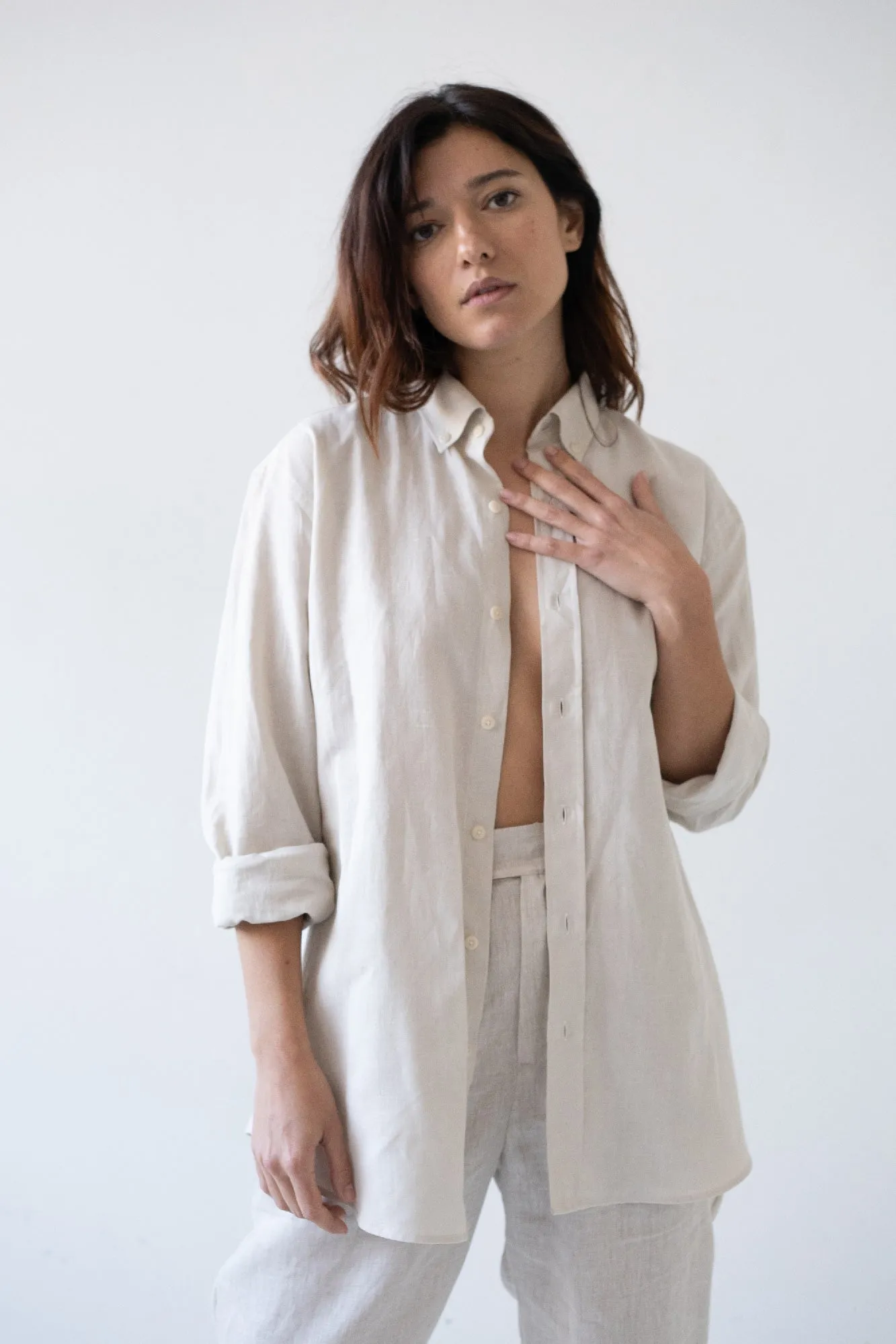 Hugo Unisex Linen Blend Shirt White