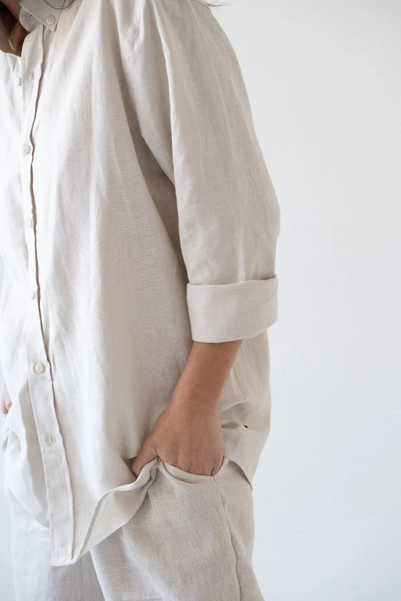 Hugo Unisex Linen Blend Shirt White