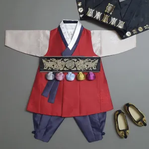 Hyedam Red Solid Boy Hanbok (100D-10YR)