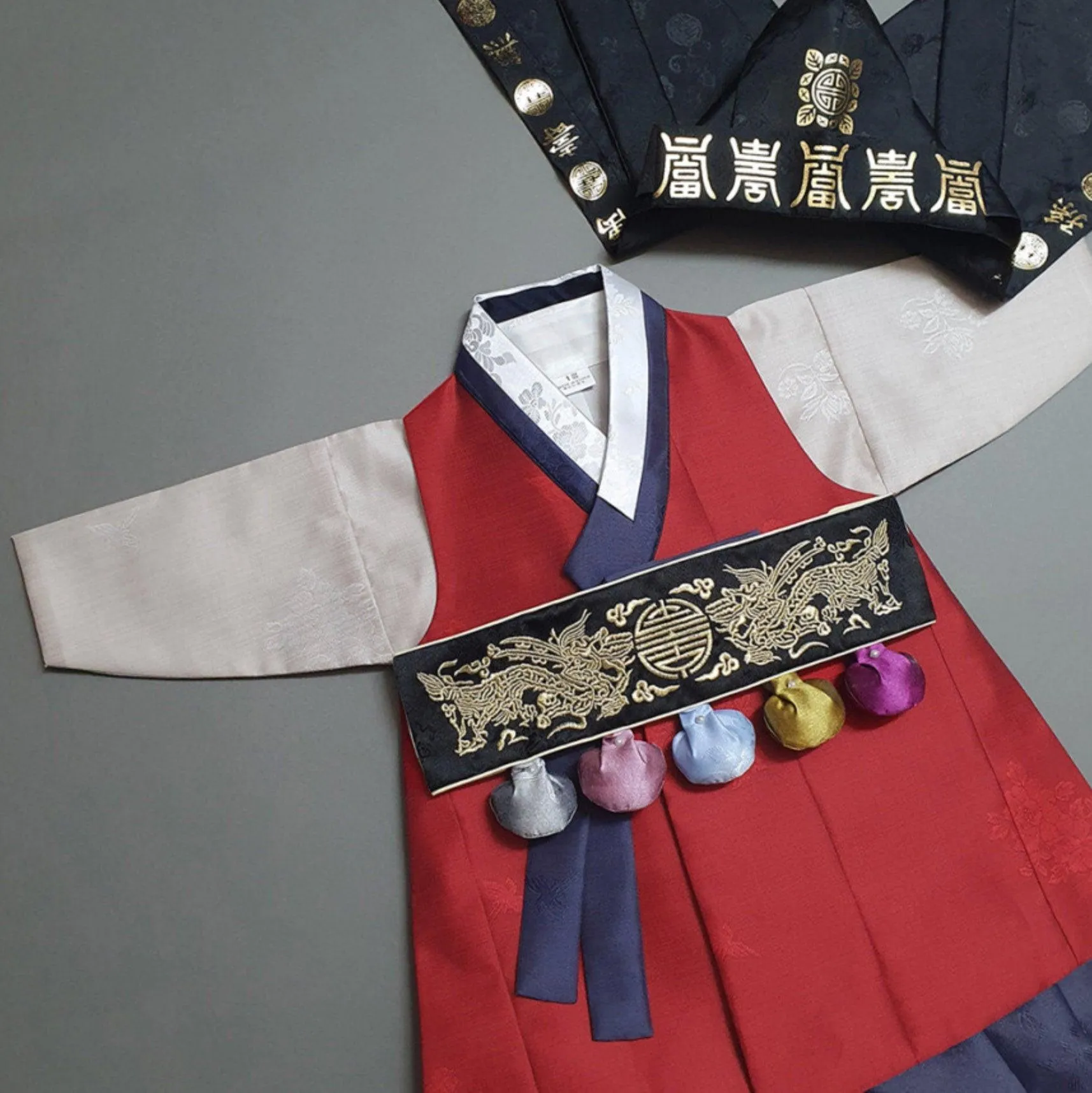 Hyedam Red Solid Boy Hanbok (100D-10YR)