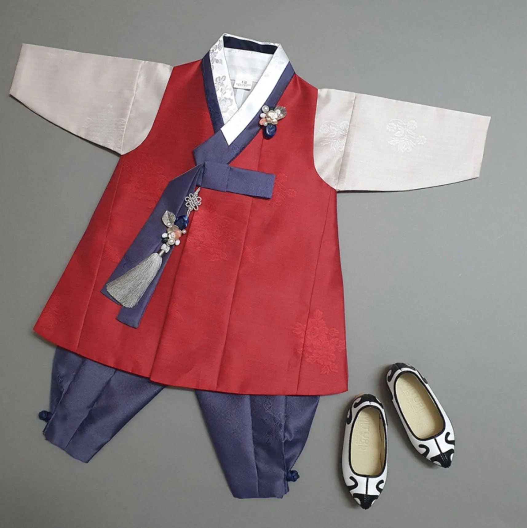 Hyedam Red Solid Boy Hanbok (100D-10YR)