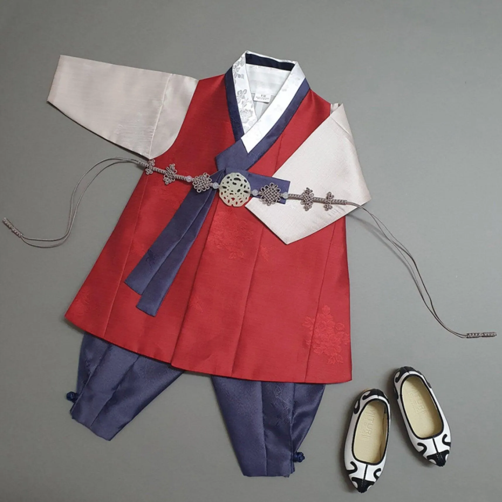 Hyedam Red Solid Boy Hanbok (100D-10YR)