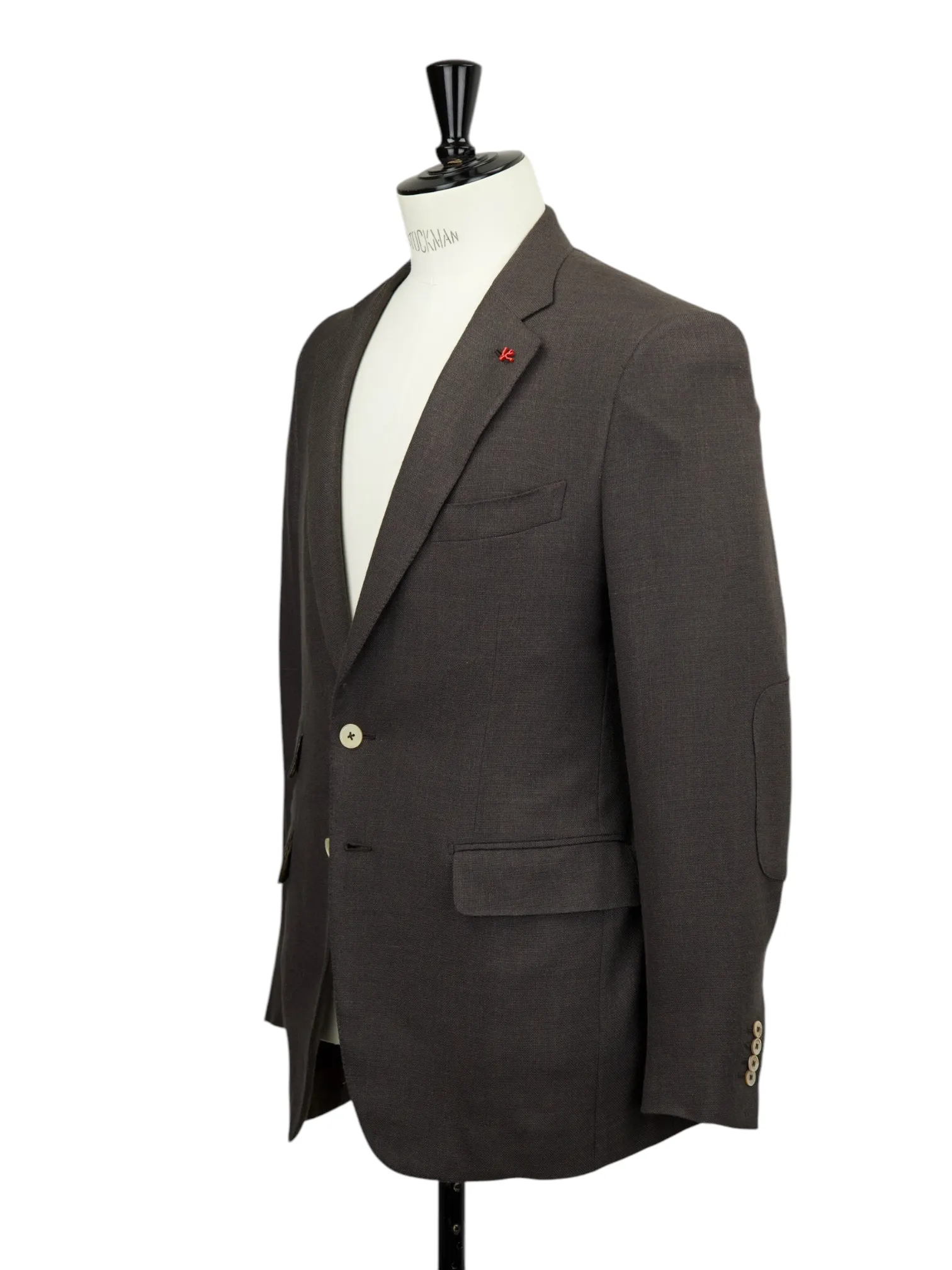 Isaia Dark Brown Wool, Silk & Linen Hopsack Jacket
