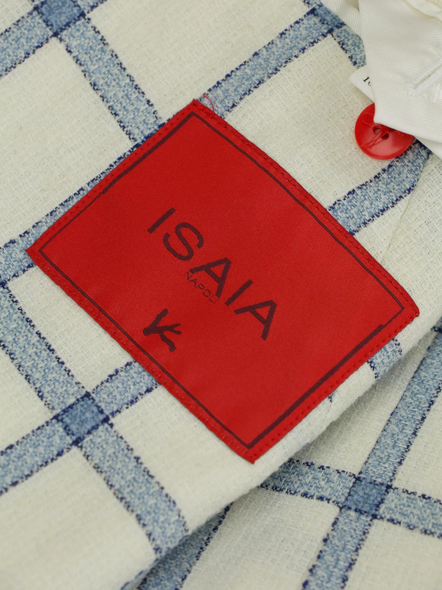 Isaia White & Light Blue Silk, Wool & Linen "Giro Inglese" Summer Jacket