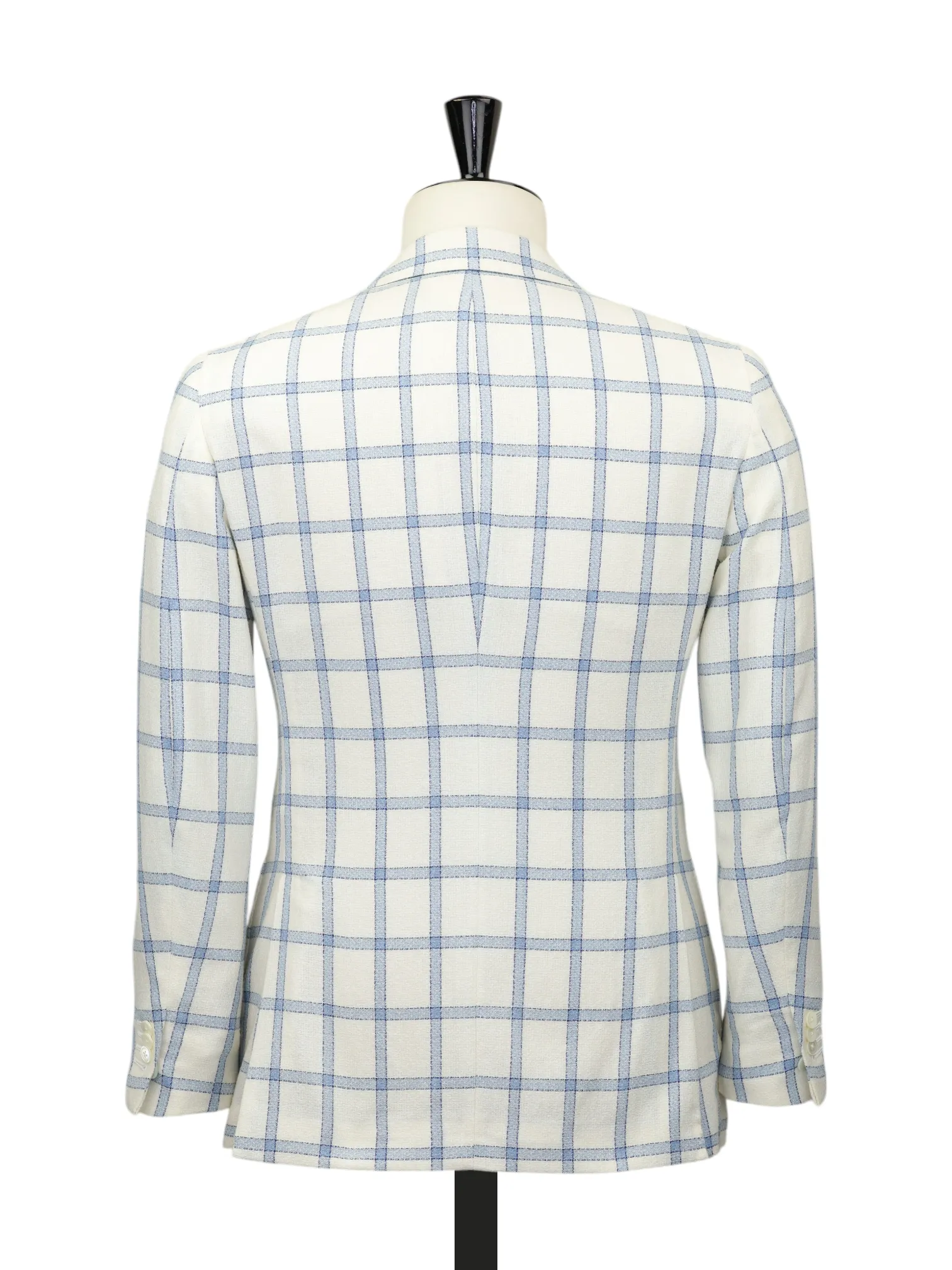 Isaia White & Light Blue Silk, Wool & Linen "Giro Inglese" Summer Jacket