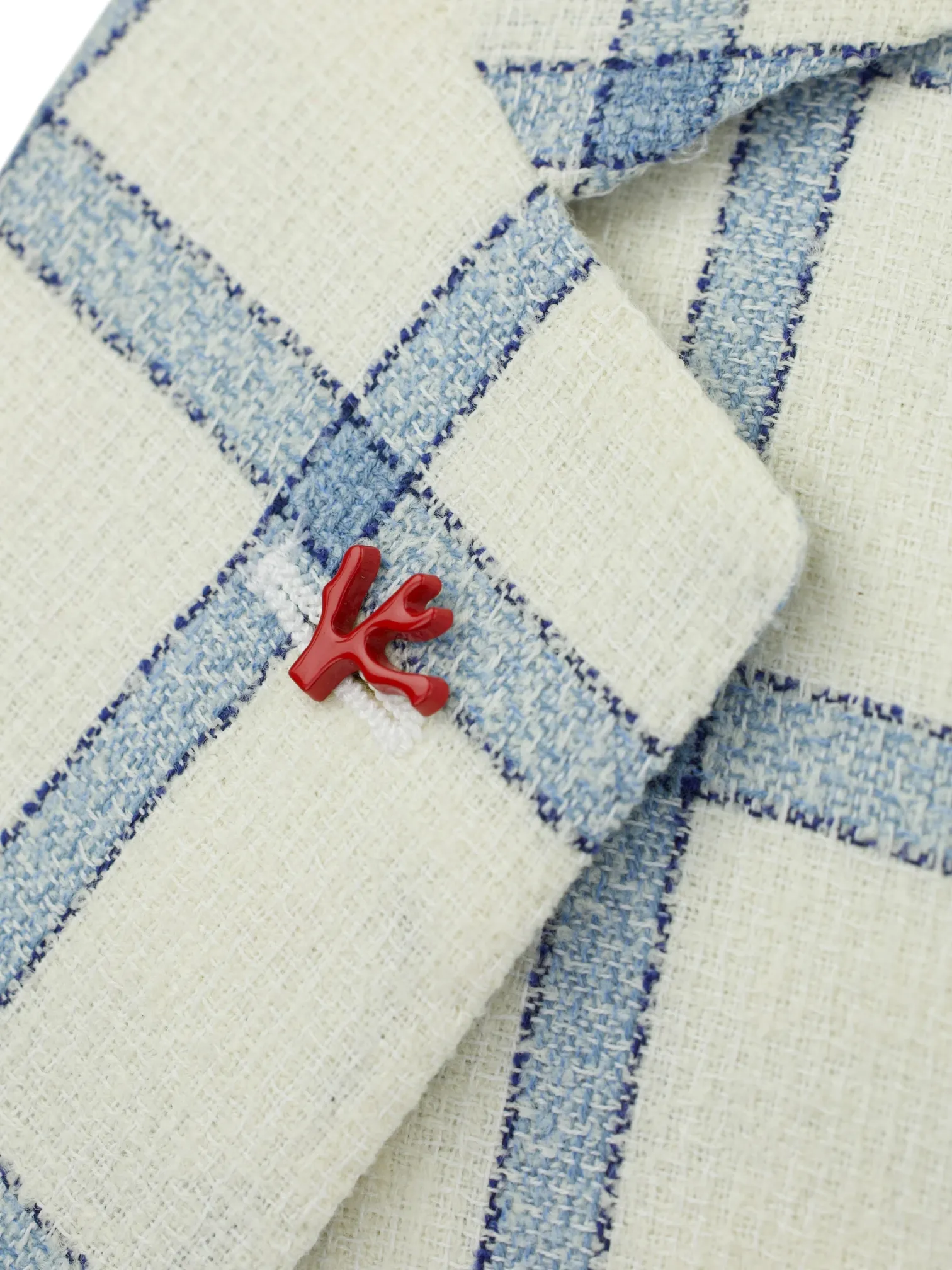 Isaia White & Light Blue Silk, Wool & Linen "Giro Inglese" Summer Jacket