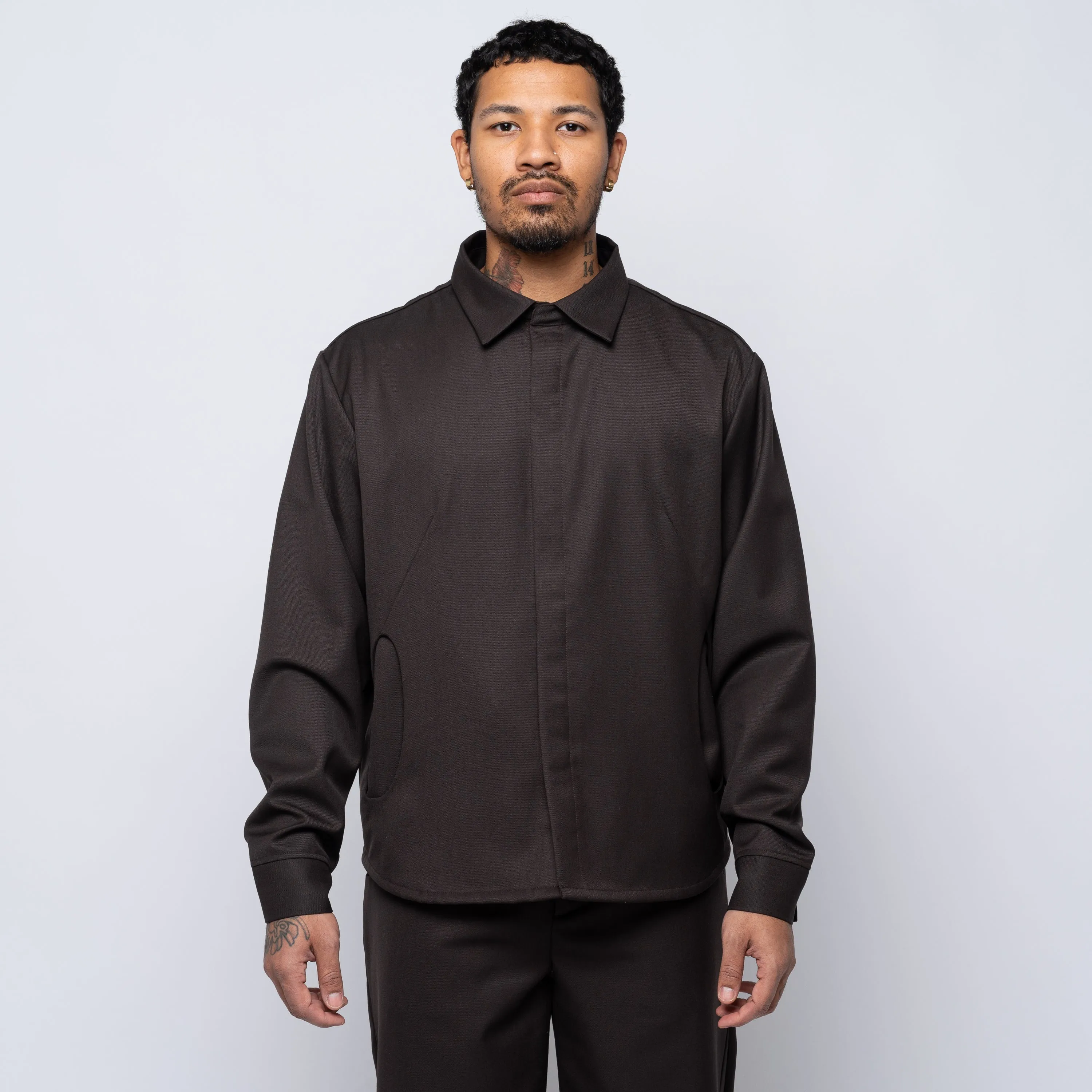 Jeongli Twill Dart Shirt Brown